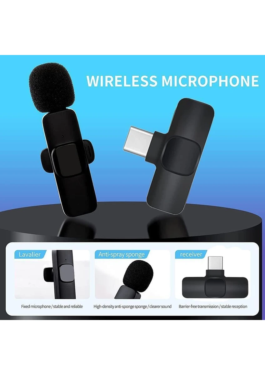 Torima 2 Adet Kablosuz Yaka Mikrofonu Typ-c 2'li Mini Mikrofon K9